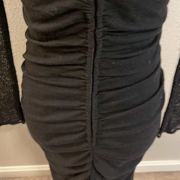 Isabelle Allard Elegant Black Long Sleeve Ruched Maxi Dress Size 38 - Picture 7 of 8